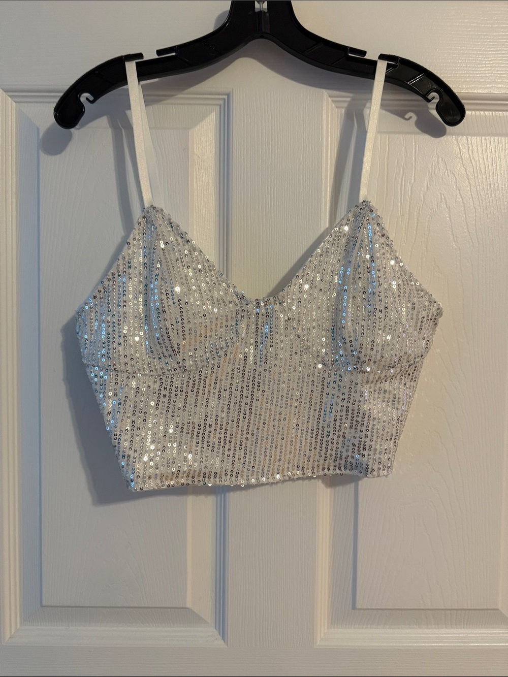 Silver Sequin Crop Cami Top - Women - Picture 1 of 1